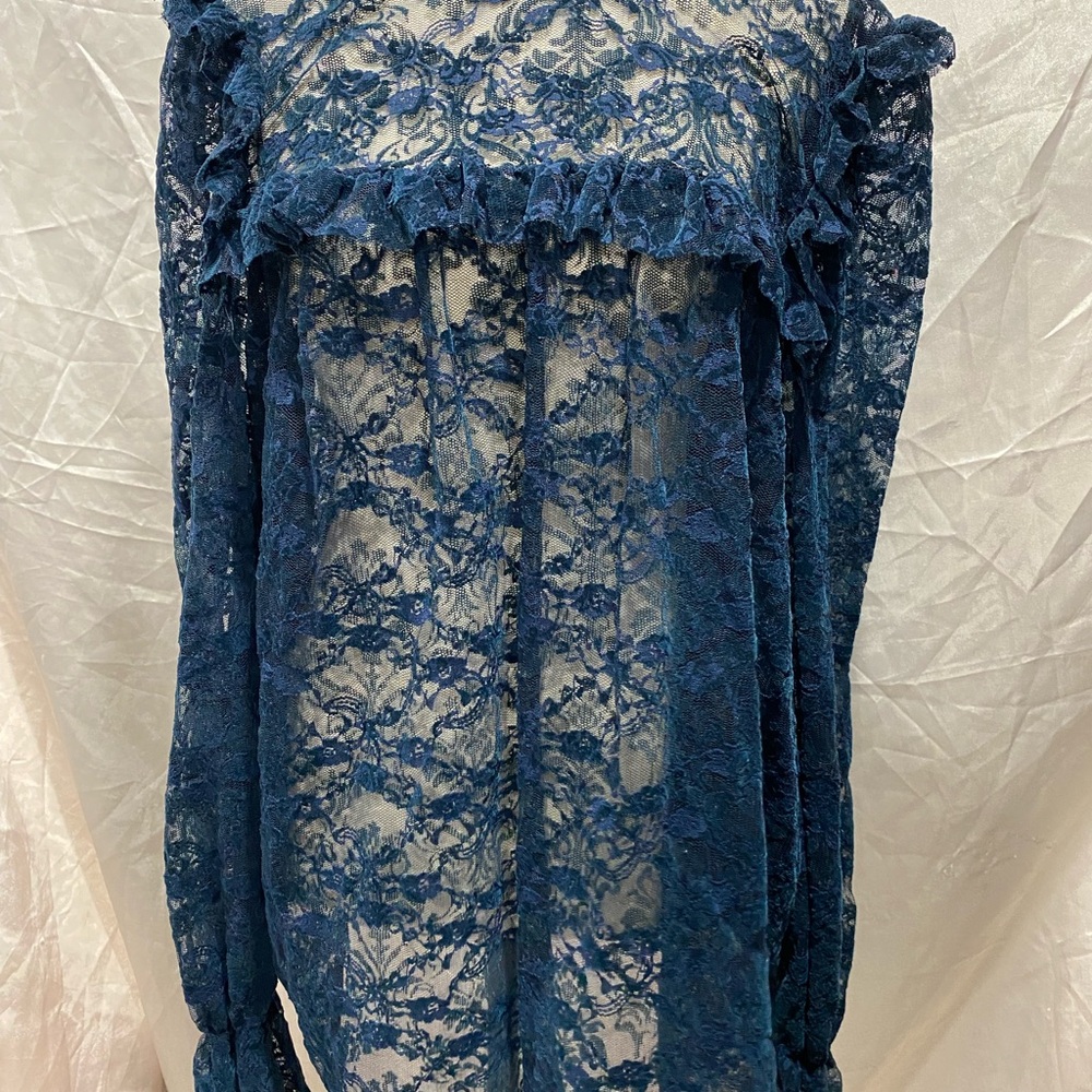 Elegant Blue Lace Women's Top
